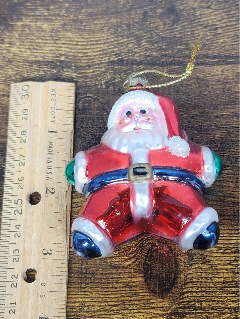 Vintage Thomas Pacconi Star Shaped Santa Hand Painted Glass Ornament